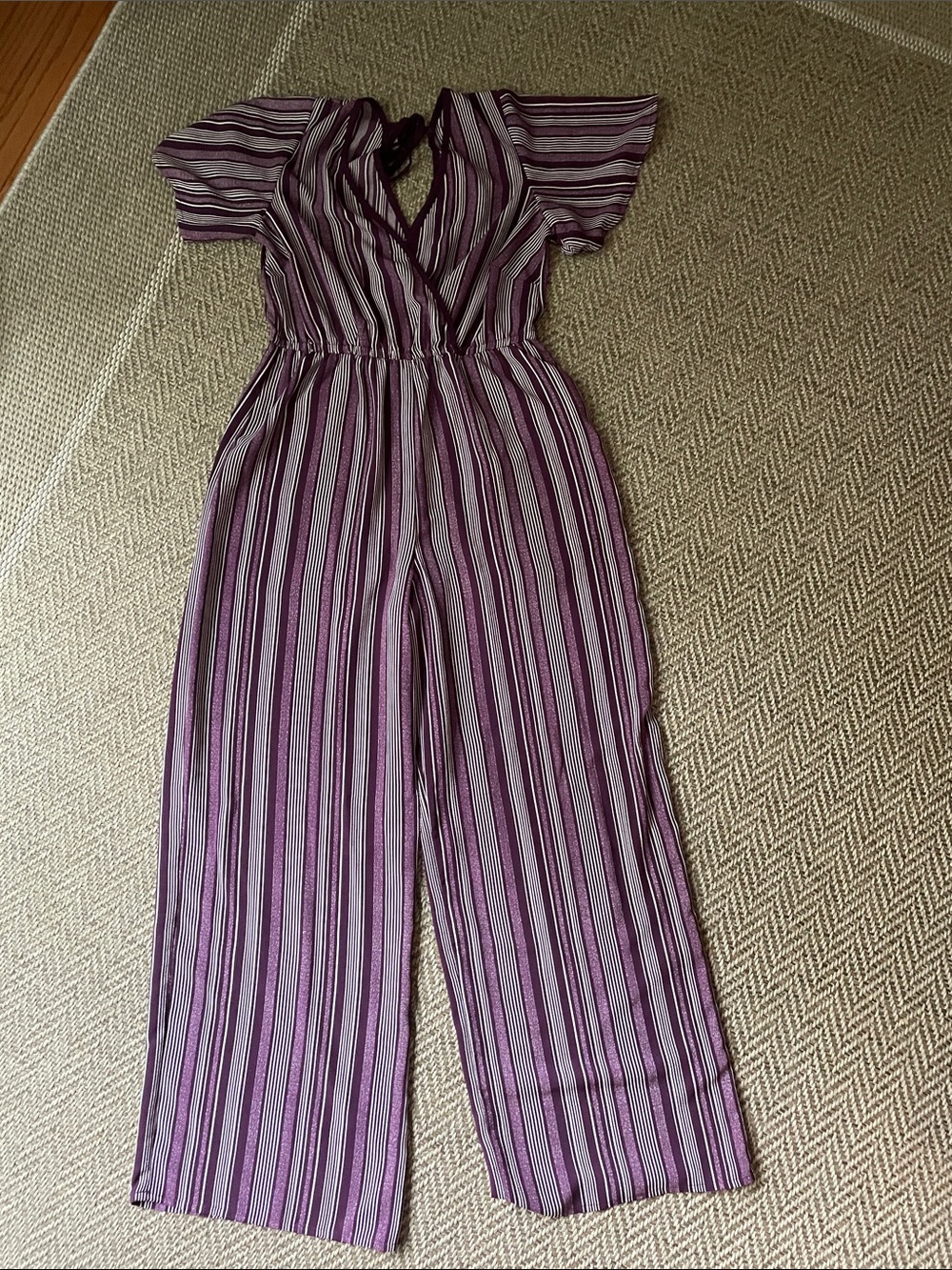 Xhilaration Purple Striped Surplice Jumpsuit size S